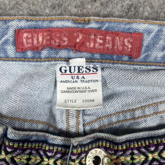 Vintage Guess Women's Sz 28 Embroidered Light Wash Made USA Jean Style#10046 Y2K - Picture 13 of 15